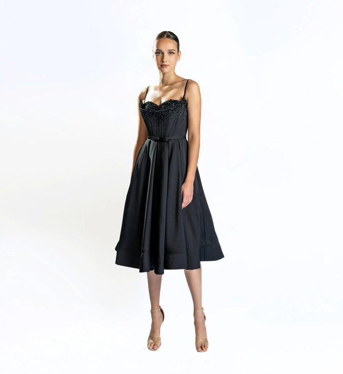 Embellished corset midi dress