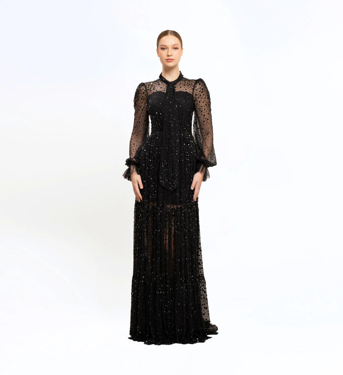 Embellished longsleeves gown