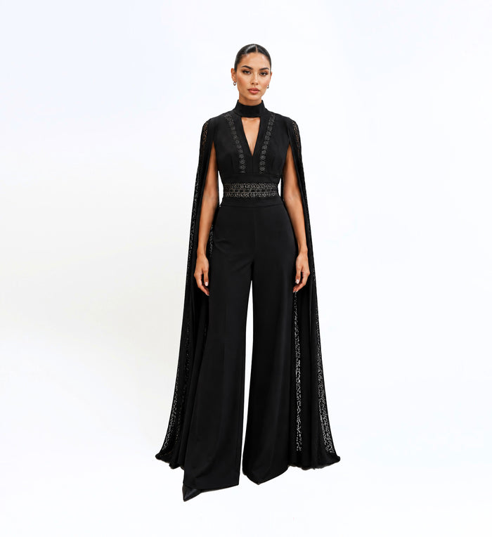 Crepe Jumpsuit with Cape