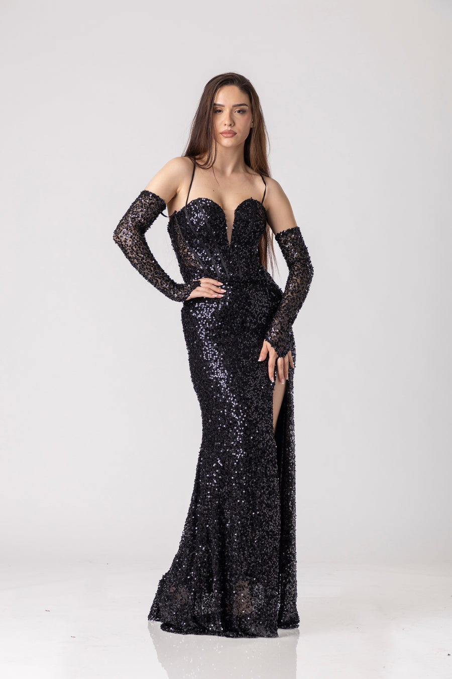 Noir Radiance Couture Gown