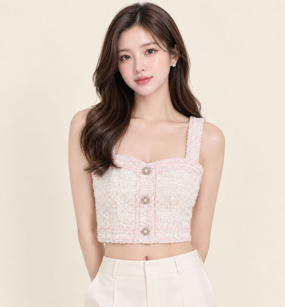 Georgia Pink Tweed Top