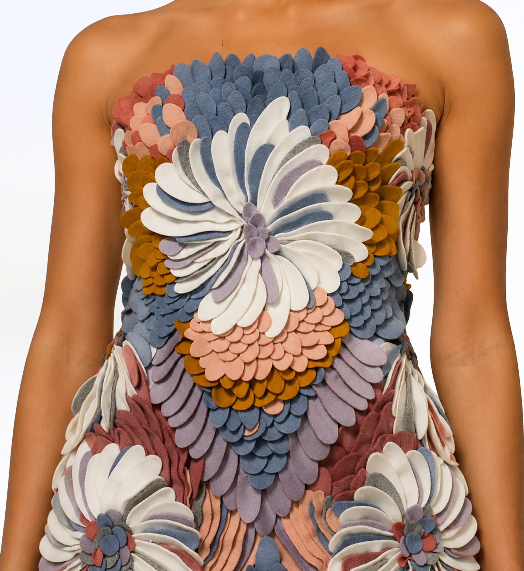 Multicolor Floral Appliqu Mini Dress