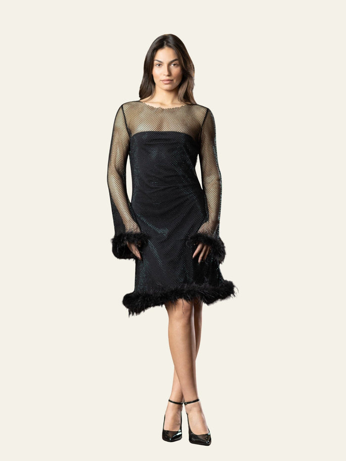 Noir Veil Feather Dress
