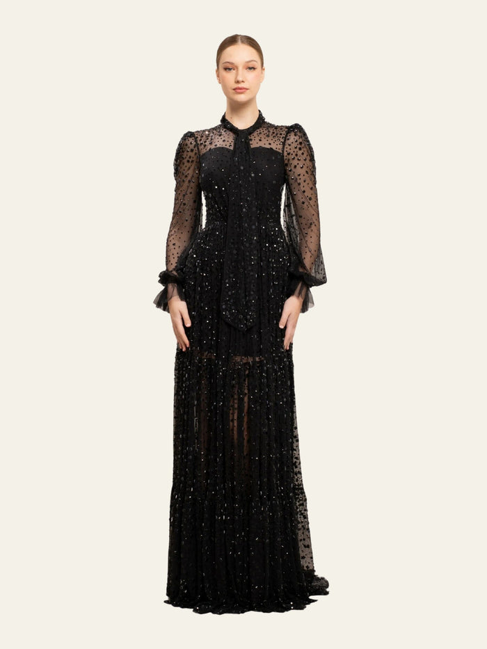 Embellished longsleeves gown