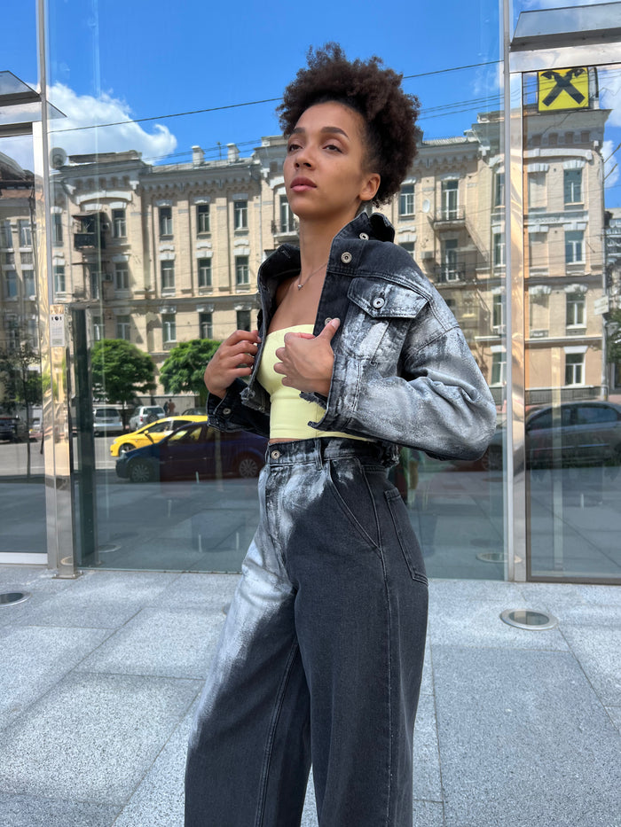 Metallic Denim Short Jacket