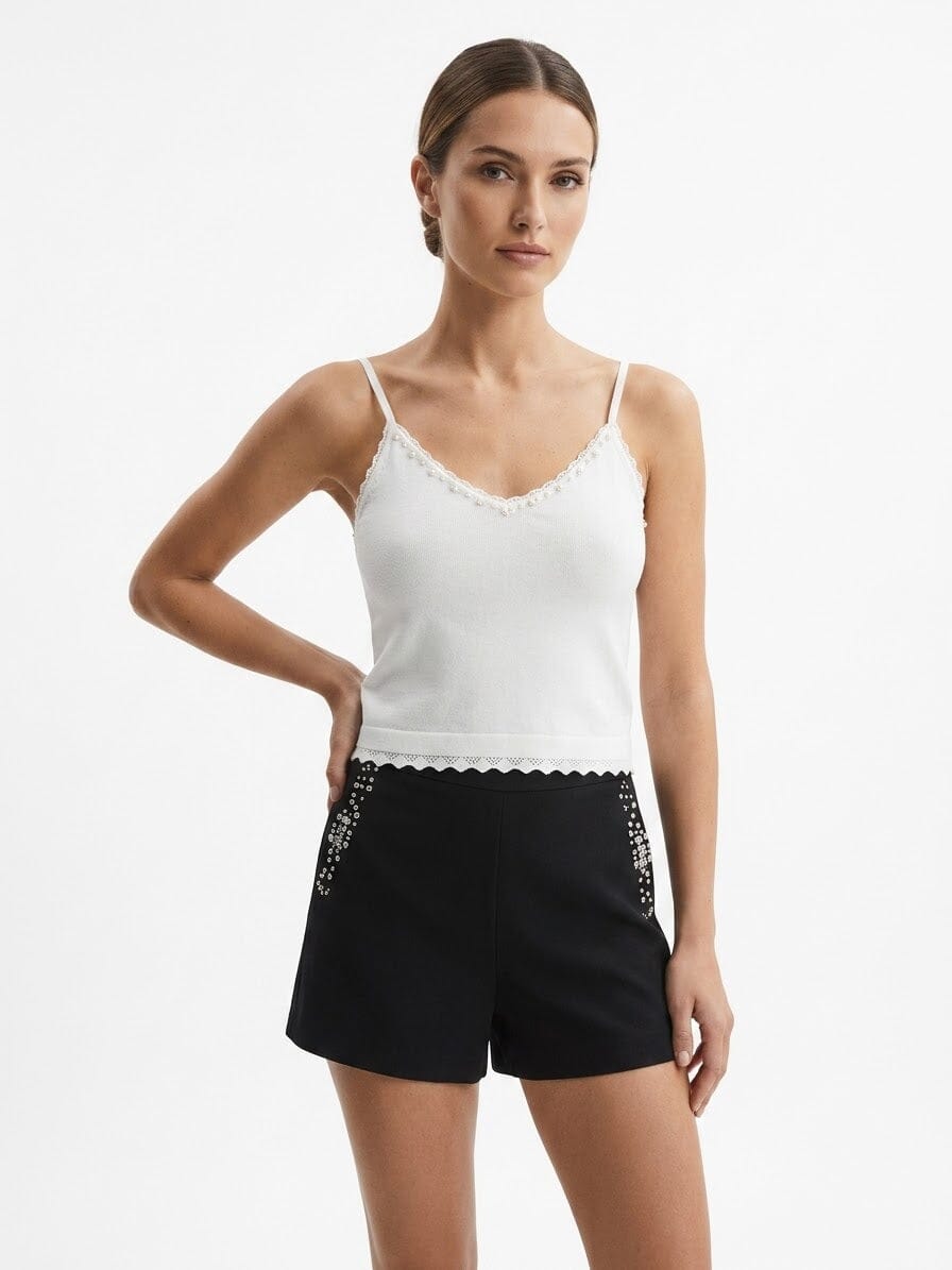 Claudia shorts with crystals embellishments
