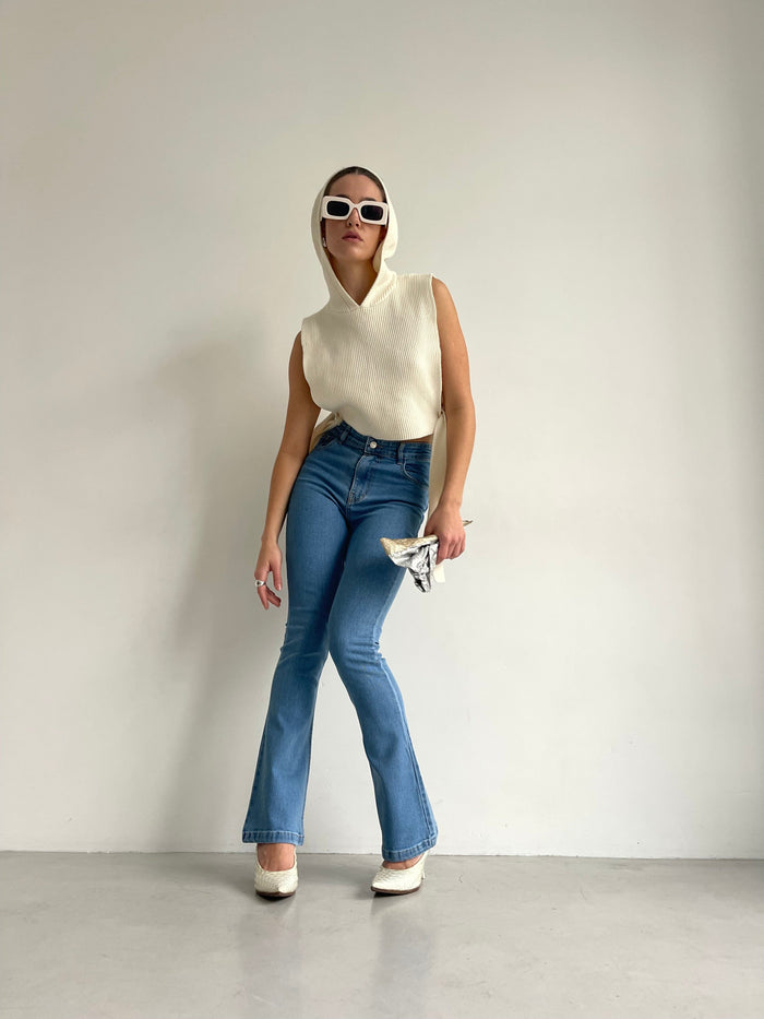 Flared Denim Pants