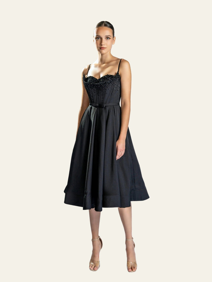 Embellished corset midi dress