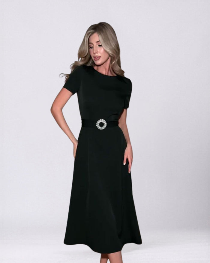 Midi dress with belt
