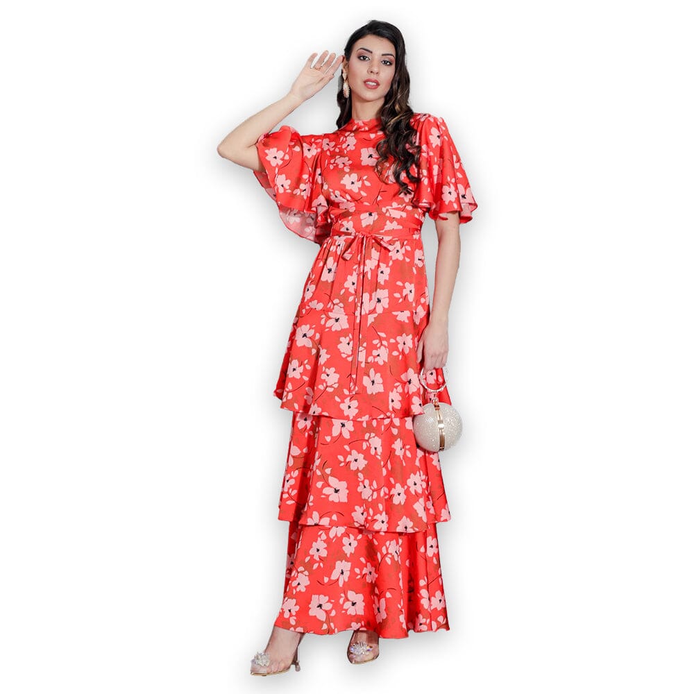 Scarlet Blossom Maxi Dress