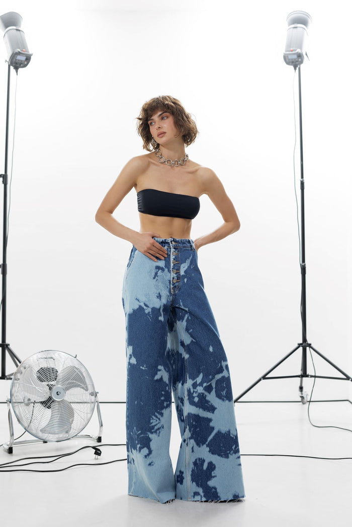 Palazzo Tie-Dye Denim Pants