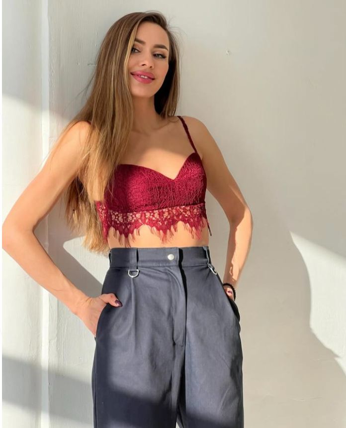Burgundy Lace Top