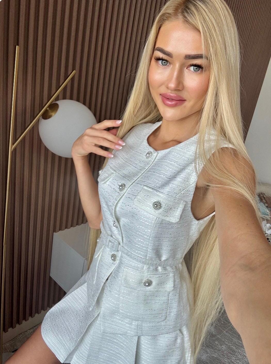 Angel Crystal White Exclusive Light Tweed Jacket