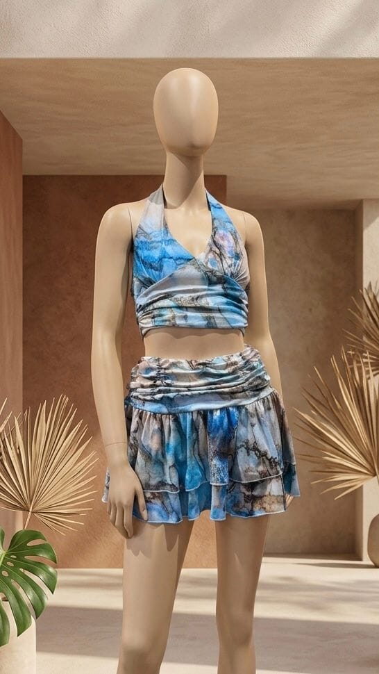 Gigi matching set of halter neck top and skirt