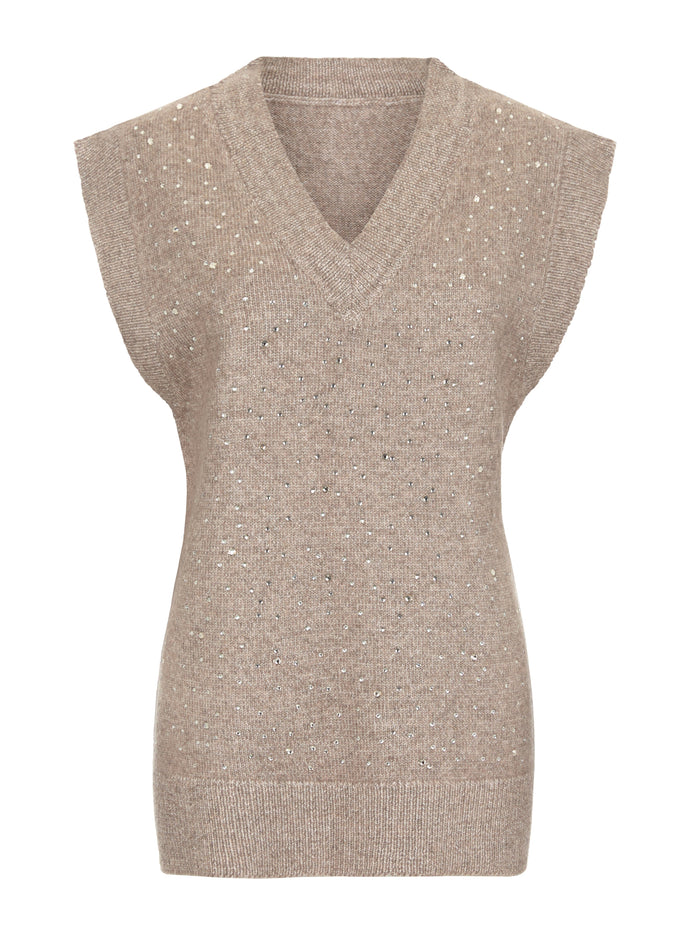 Knitted vest with crystals - SCBFW25-1222
