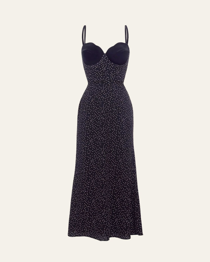 Silk Maxi Dress with Velvet Decoration