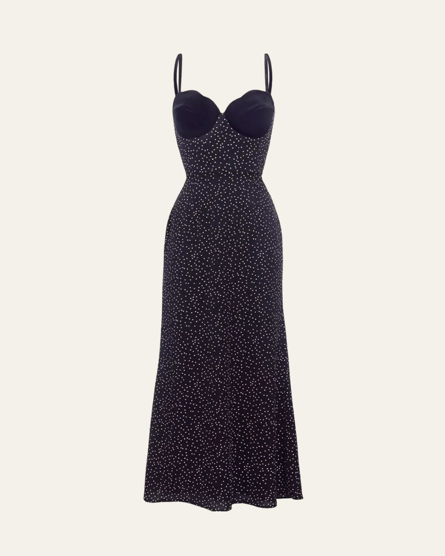 Silk Maxi Dress with Velvet Decoration