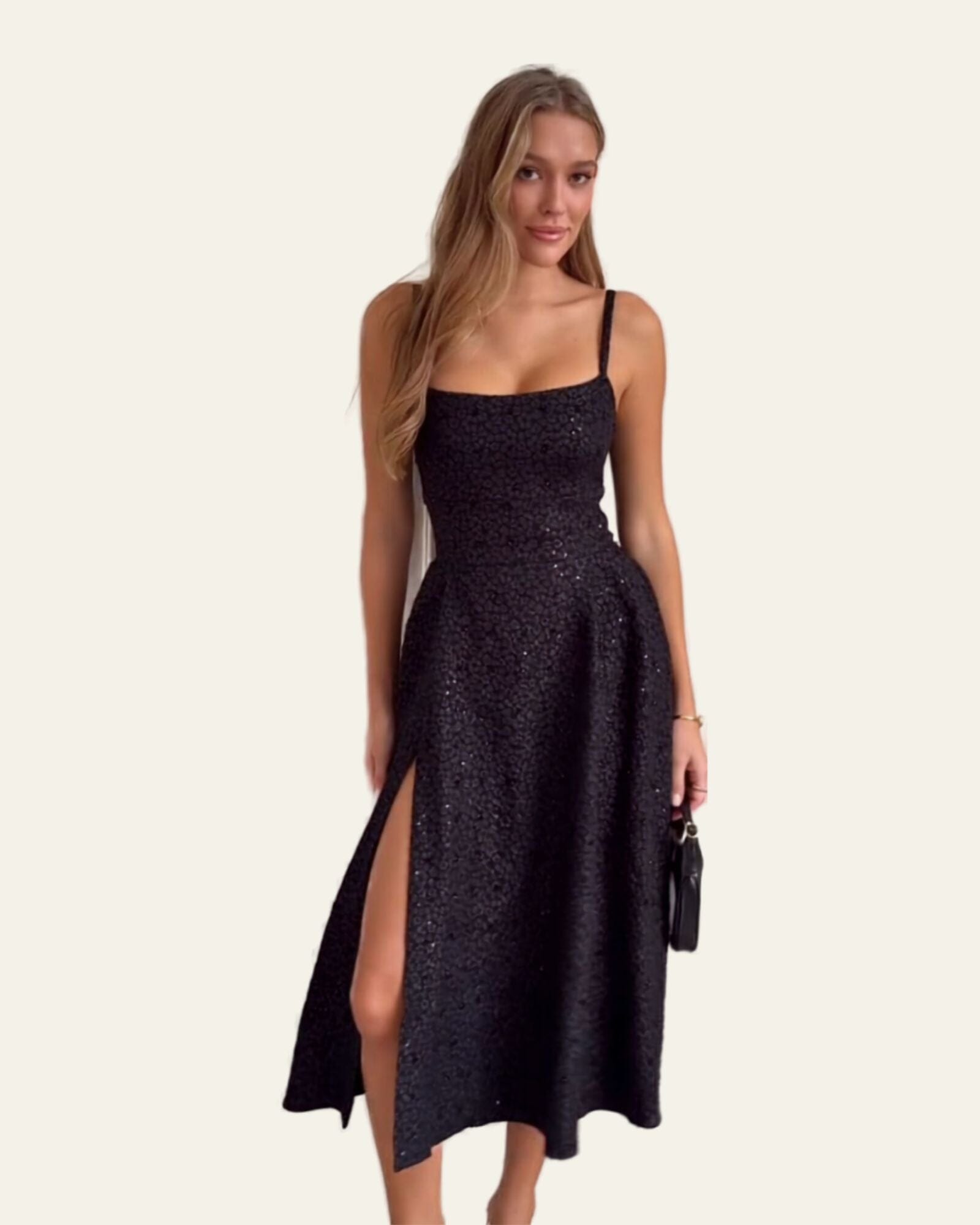 Black floral midi dress