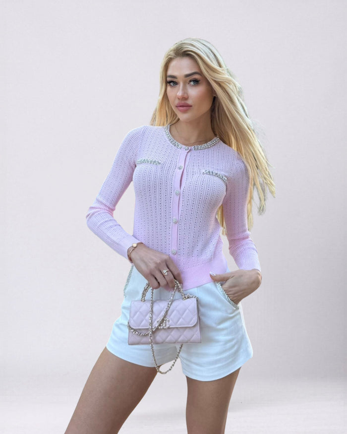 Aleila crystal knitted blouse