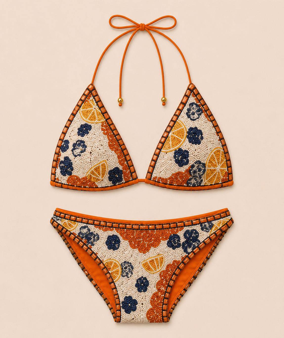 Orange blueberry beaded bikini