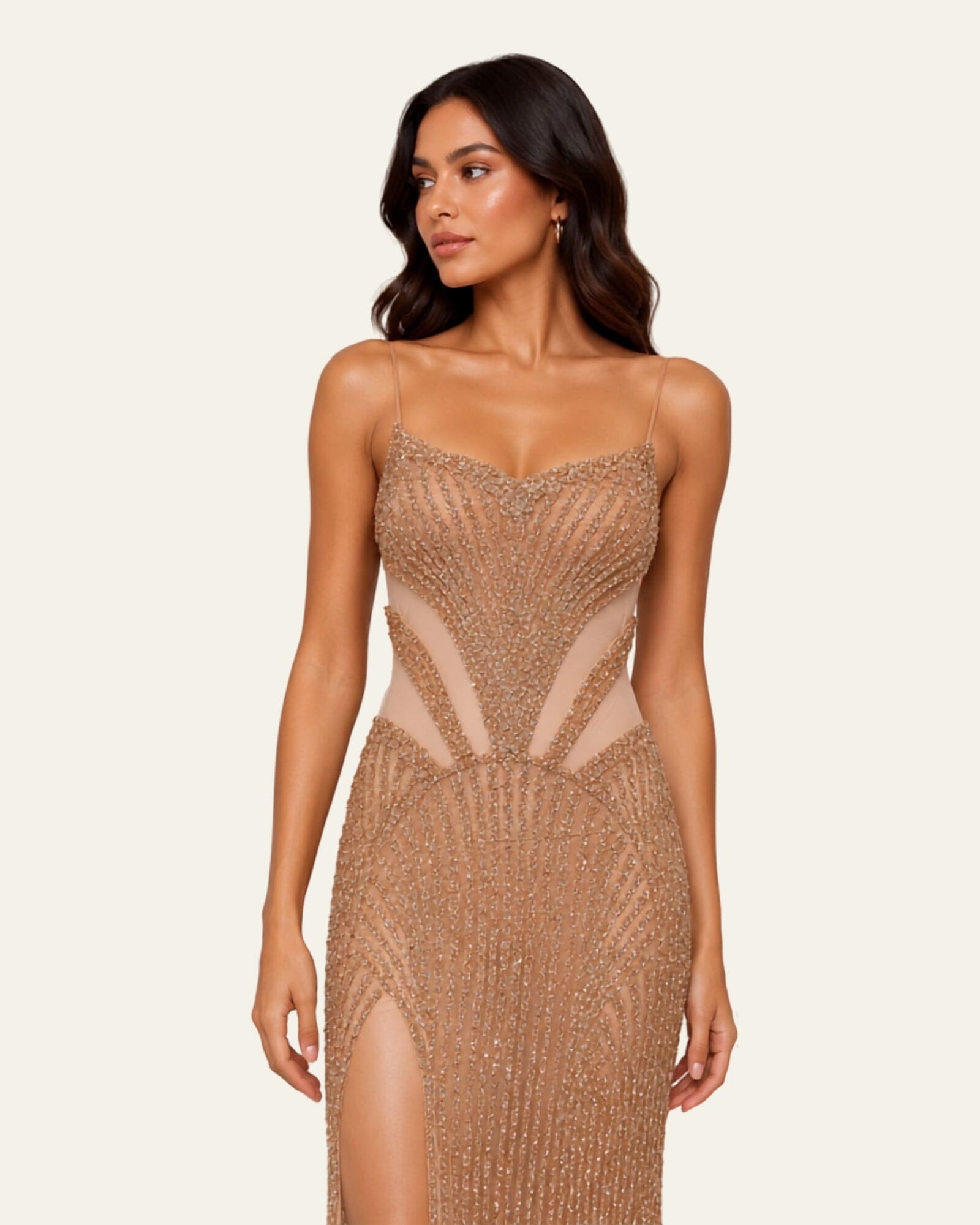 Beaded Slit Gown