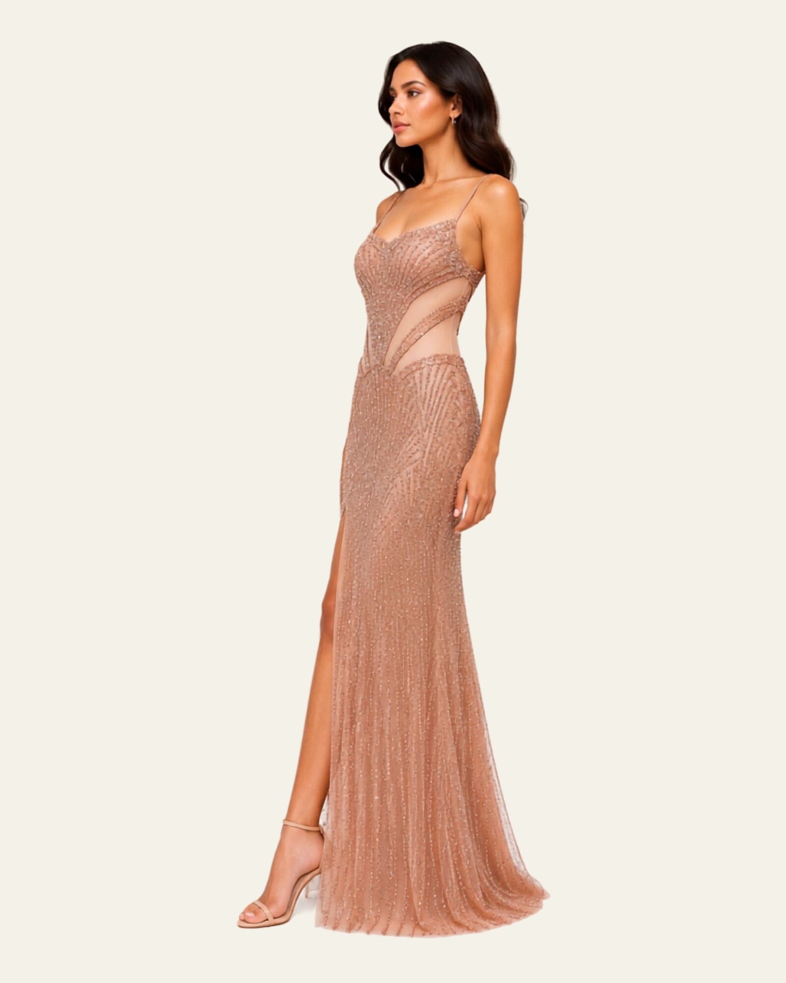 Beaded Slit Gown