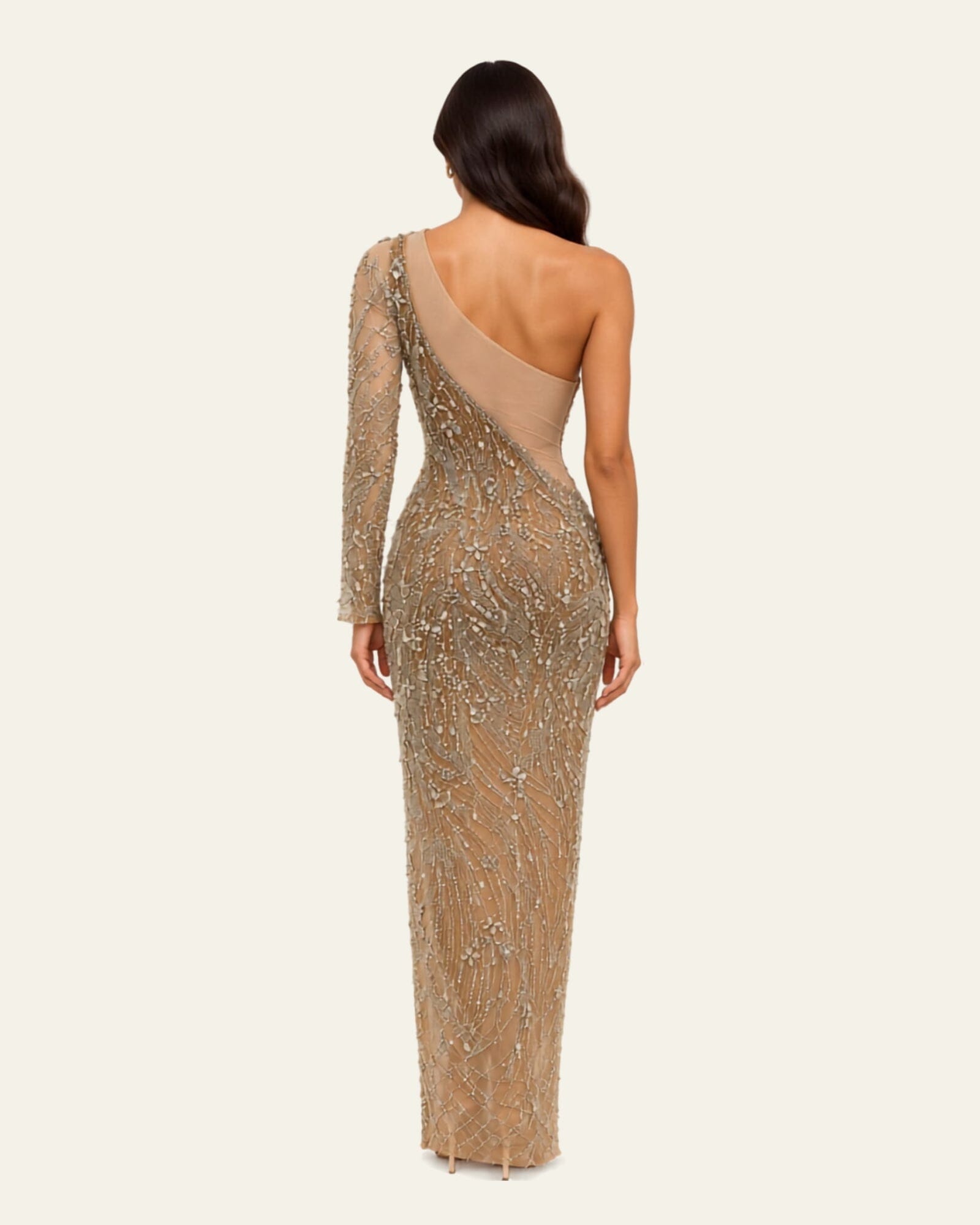 One-Shoulder Embellished Gown
