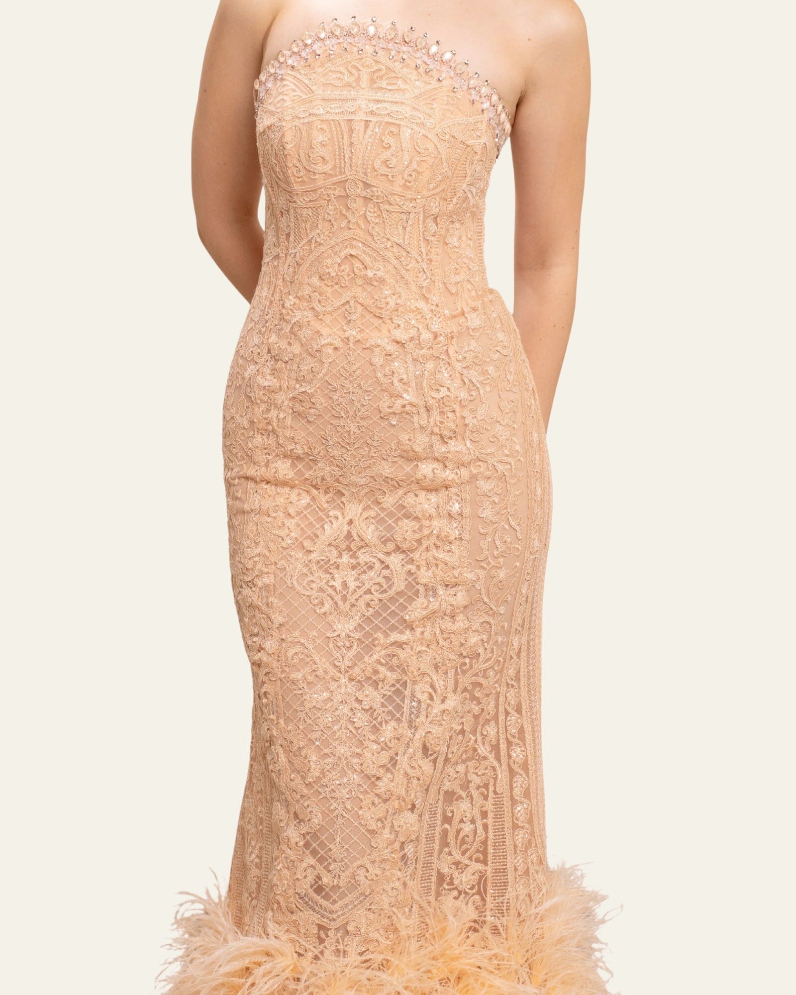 Thread embroidered trumpet gown