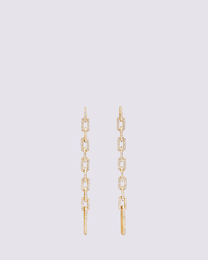Pave Elongated Link Earring