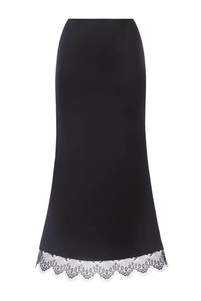 Satin Skirt with Lace