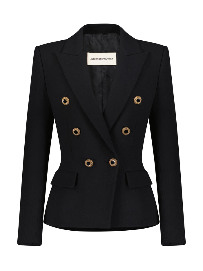 Double Breasted Blazer with Vintage Botton