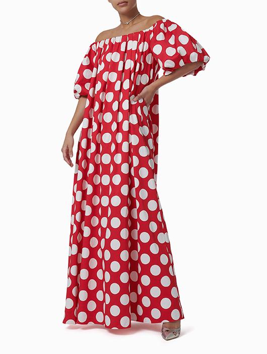 Red Polka Dots Maxi Dress