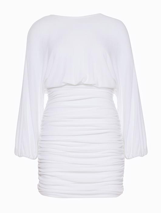 Ruched Detail V-Back Mini Dress